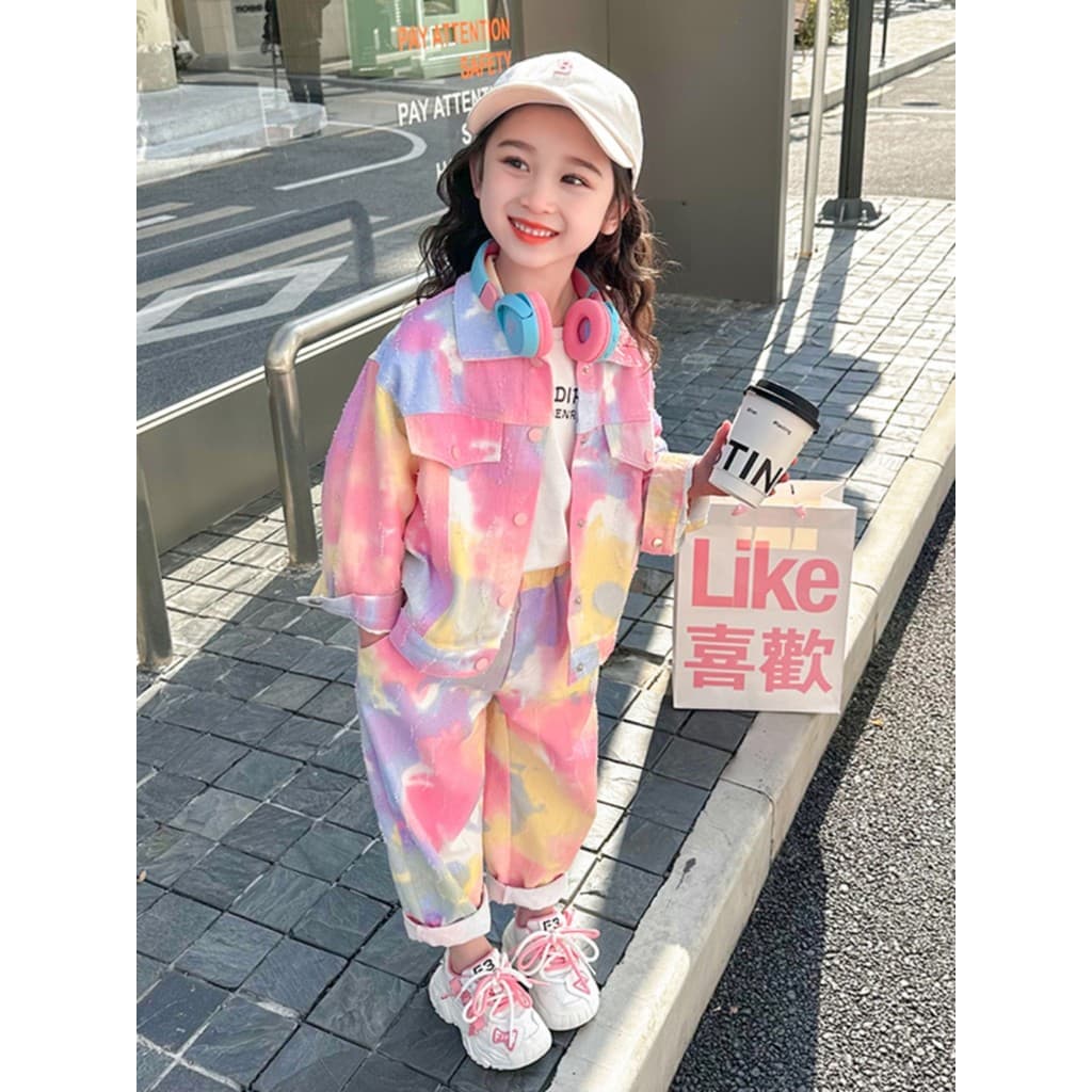 Meninas primavera outono primavera terno bebê menina primavera roupas Denim bebê menina moda jaqueta de duas peças roupa