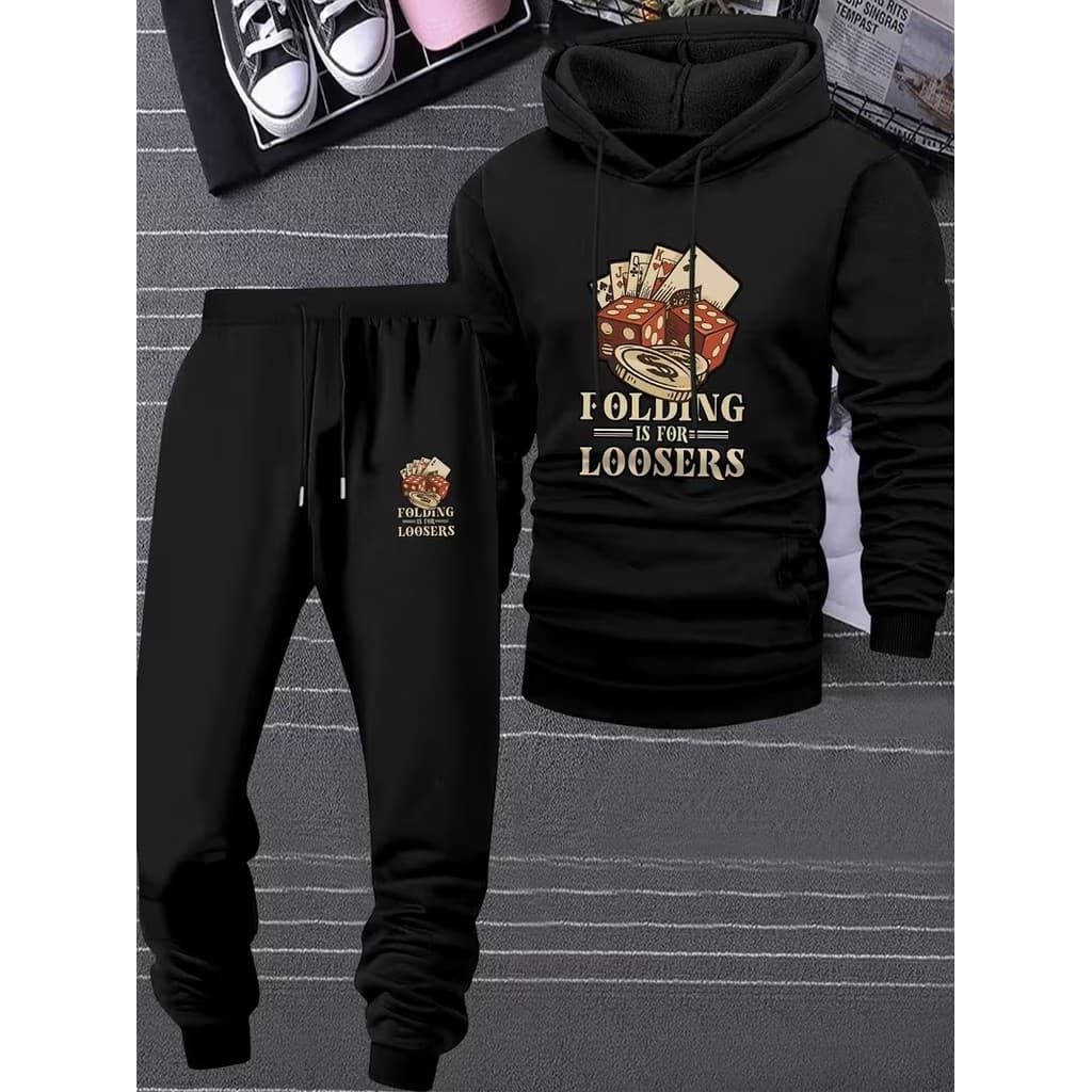 Conjunto Moletom Canguru Masculino Loosers Blusa De Frio + Calça Moletom Estampados Unissex Outono/Inverno