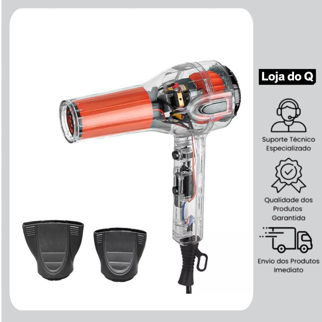 Secador de cabelo de íon transparente de grau profissional 1.000W 110V-A705