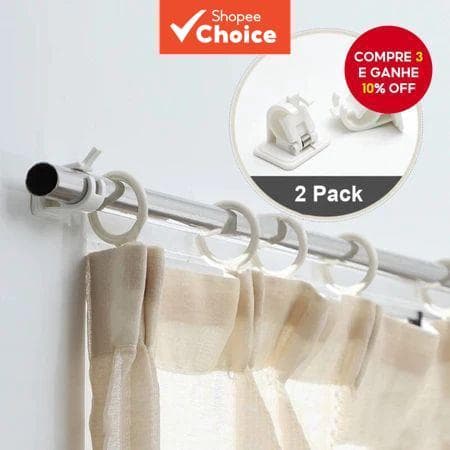  2 peças suporte de prateleira para varão de cortina / suporte ajustável sem pregos / ganchos de parede autoadesivos /