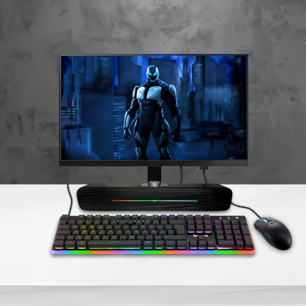 Soundbar Caixa De Som Gamer LED RGB Potente Smart Tv Pc Notebook Com Fio USB/P2 38CM