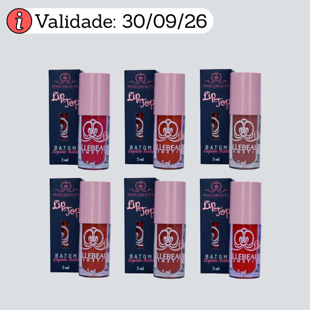 Batom Líquido Matte Lip Top 5ml - Phállebeauty  | Alta pigmentação e Acabamento Aveludado