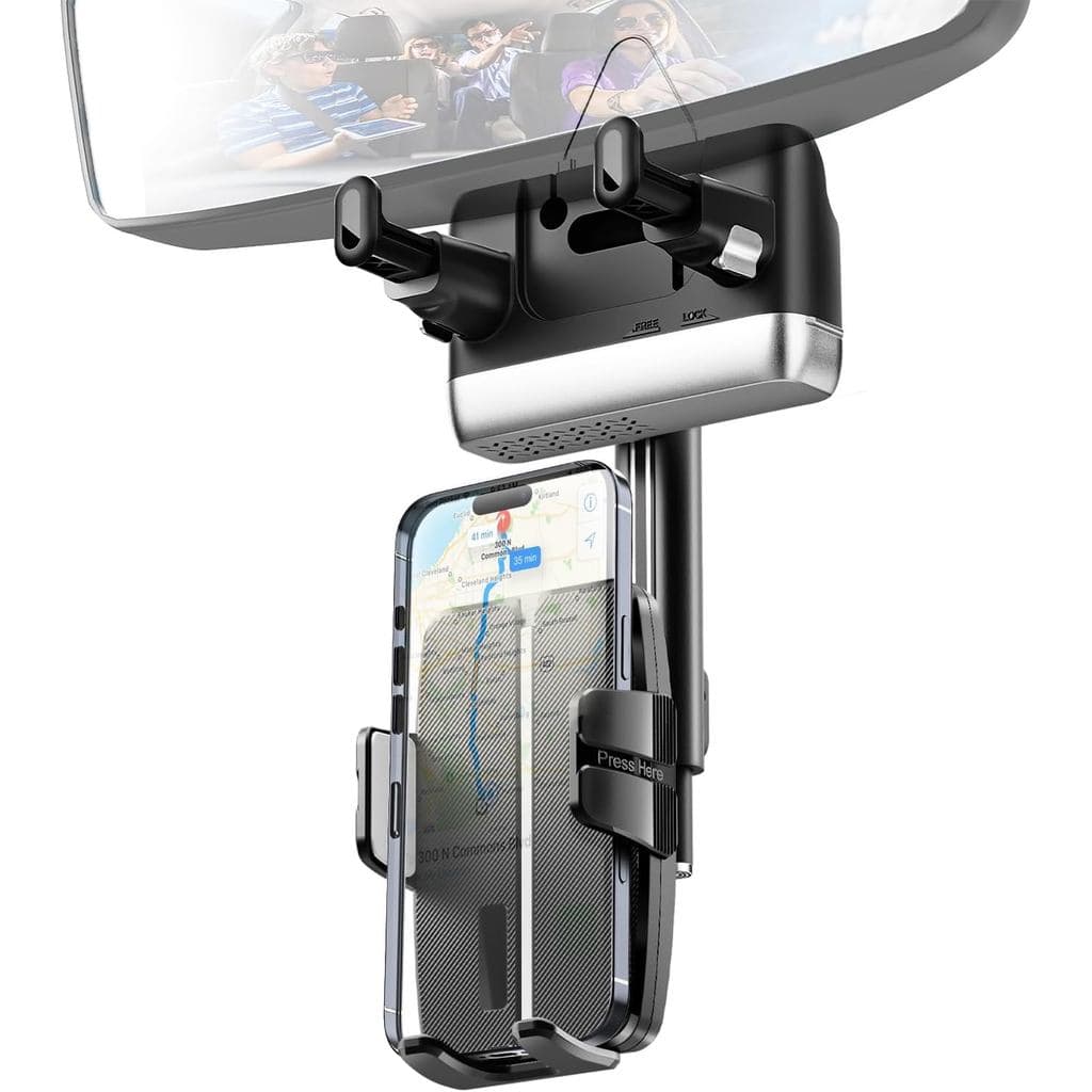 Suporte de Telefone para Retrovisor, Suportes de Telefone Rotativos e Retráteis para Seu Carro, 360 Graus °   Suporte Gi