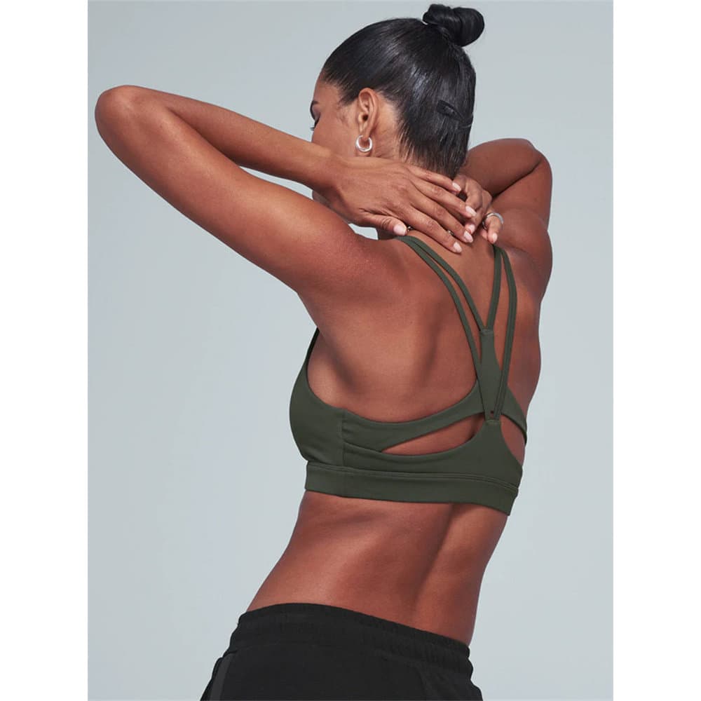 Novo produto nu roupas de Yoga topo feminino bela volta roupa interior de Fitness sutiã esportivo à prova de choque reun