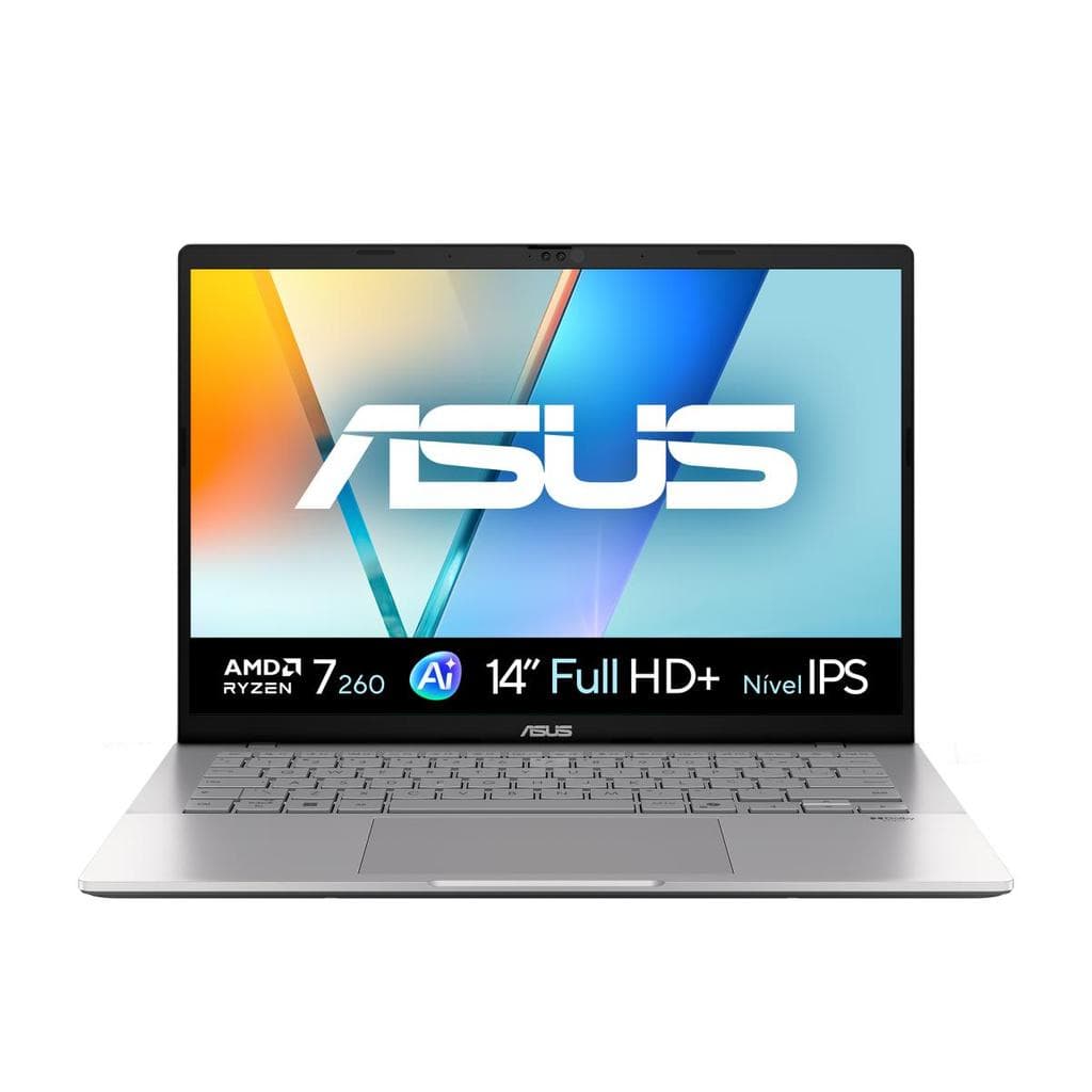 Notebook ASUS Vivobook S14 AMD Ryzen™7 260 16GB 512GB SSD Windows 11 Home 14" LCD LED Nível IPS Cool Silver-LY177W