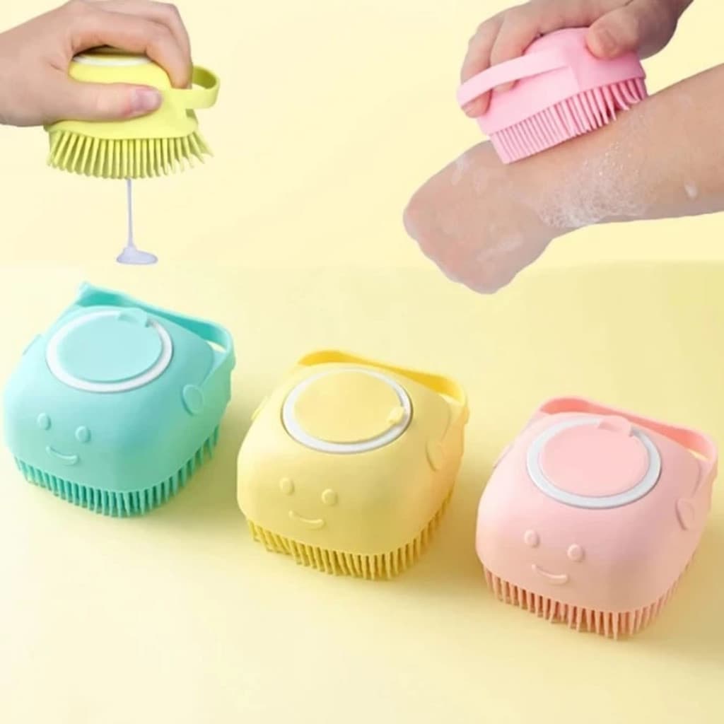 Escova de Banho com Massagem - Dispenser de Shampoo para Pets e Crianças - WL