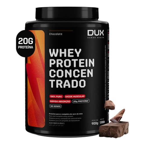 Dux Human Health Whey Protein Concentrado Suplemento 900g - Sabor Chocolate