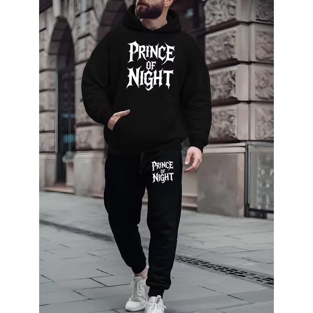 Conjunto Moletom Masculino Prince Blusa De Frio Canguru Bolso e Capuz + Calça Moletom Estampados Unissex Outono/Inverno