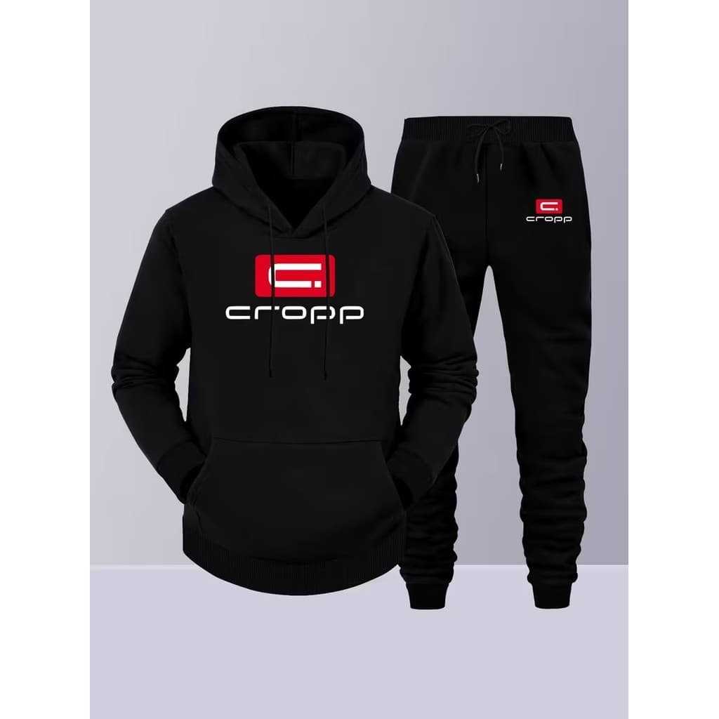 Conjunto Moletom Canguru Masculino Cropp Blusa De Frio + Calça Moletom Estampados Unissex Outono/Inverno