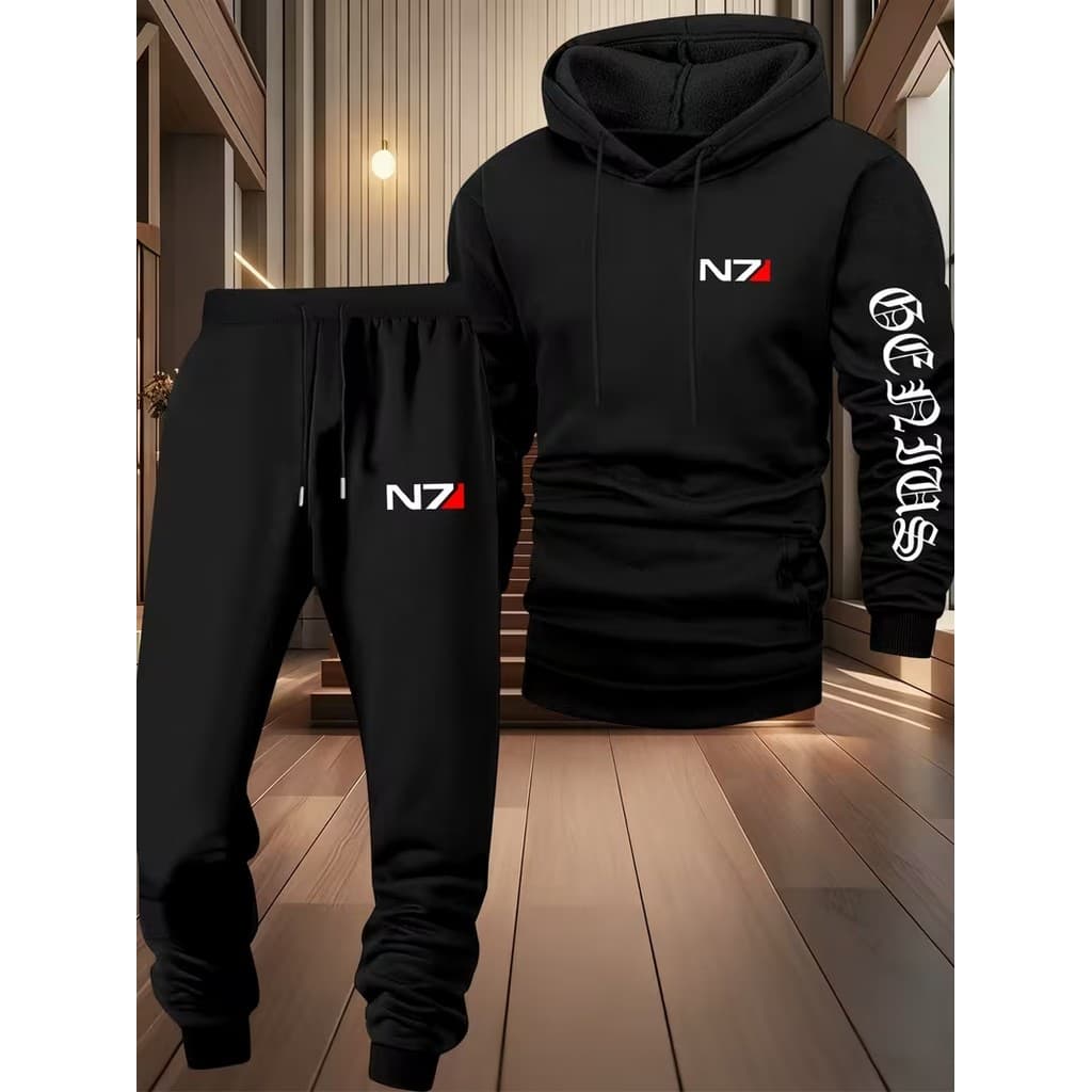 Conjunto Moletom Canguru Masculino N7 Blusa De Frio + Calça Moletom Estampados Unissex Outono/Inverno