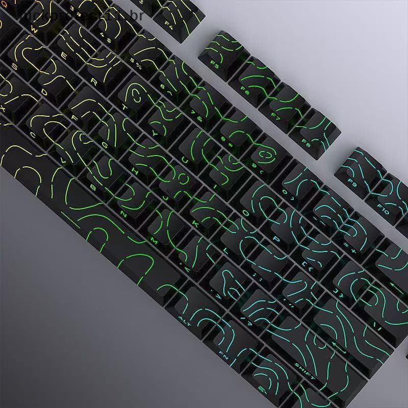 LTBR Keycaps Versão 4.0 Brilho Através De 97 Teclas PBT Perfil Impressão Lateral Balit Para Teclado Mecânico MX Gamer ~