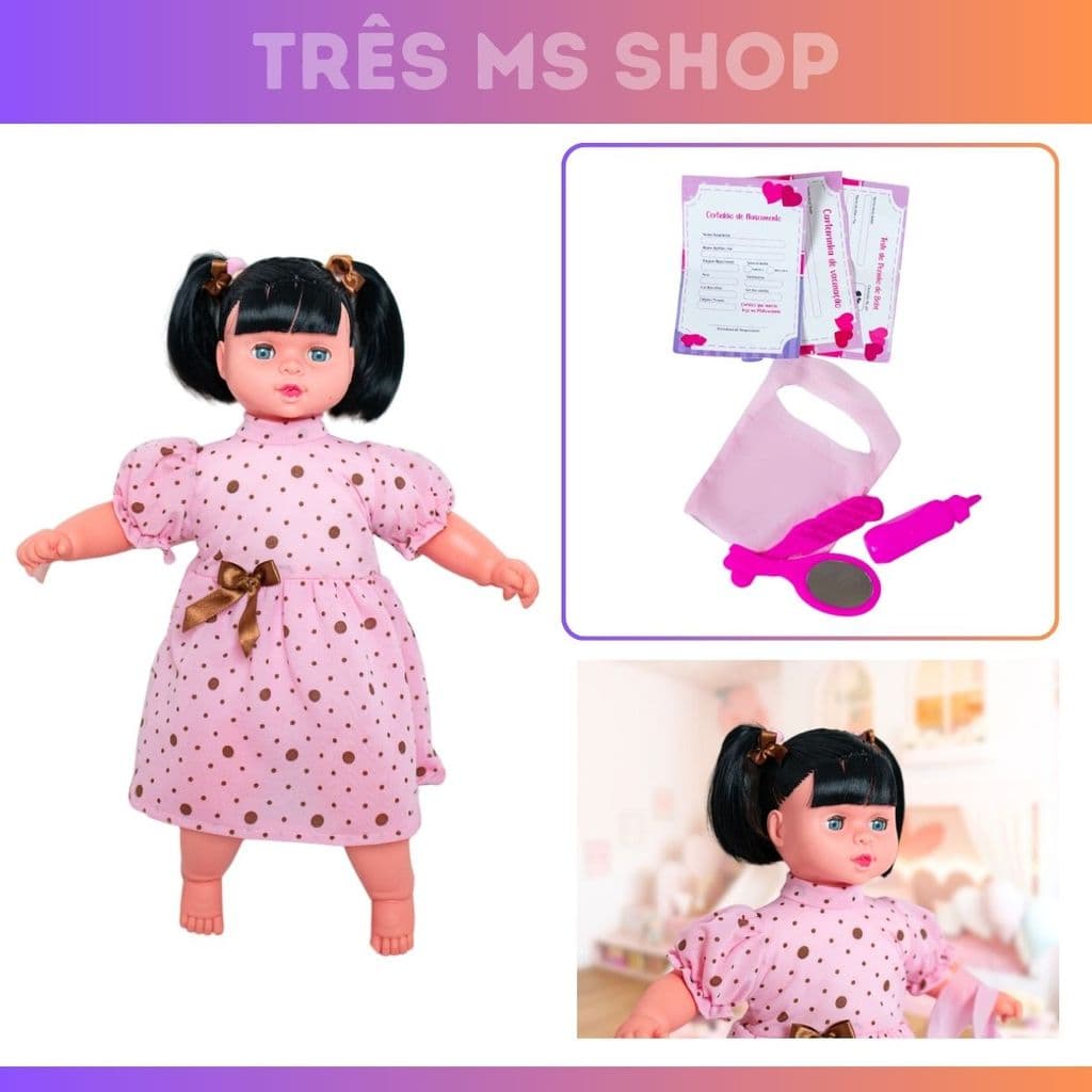 Boneca Infantil Realista Com Olhos Articulados E Acessorios