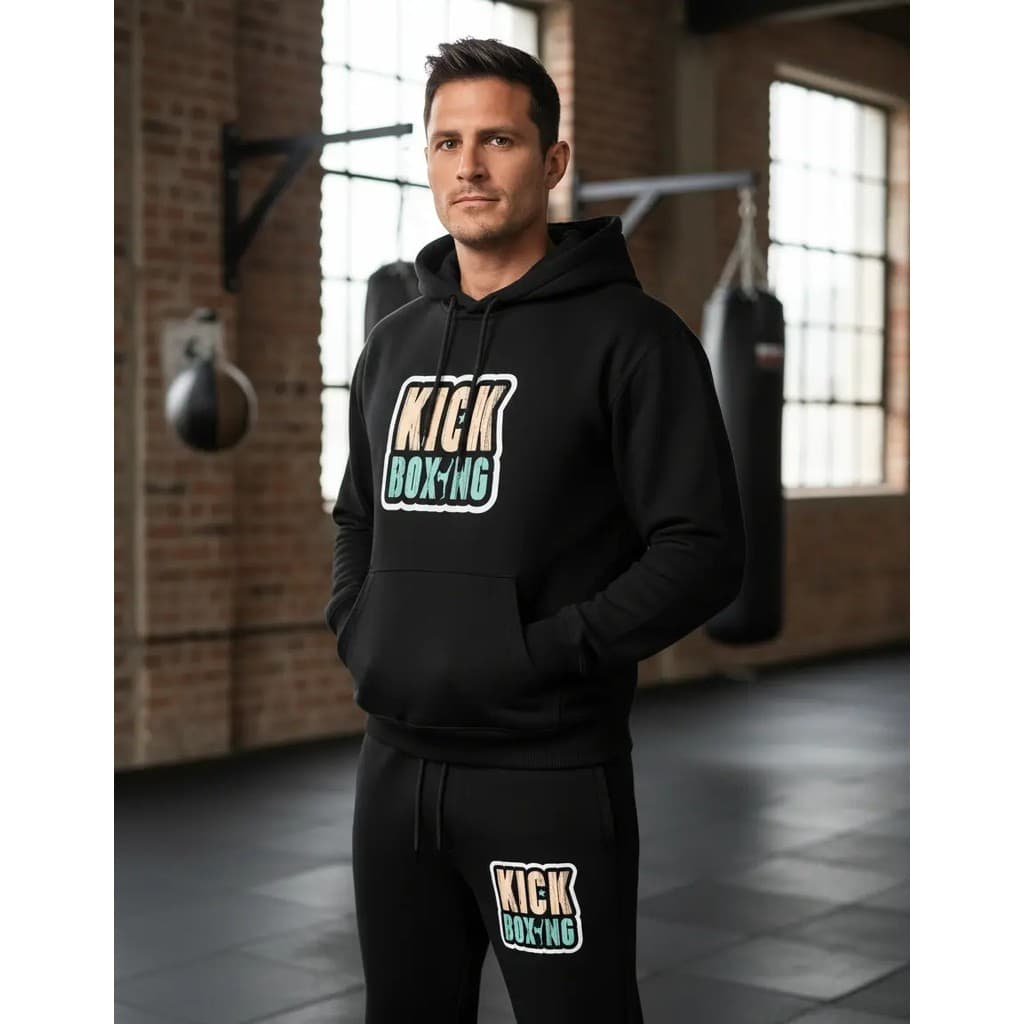 Conjunto Moletom Canguru Masculino Boxing Blusa De Frio + Calça Moletom Estampados Unissex Outono/Inverno