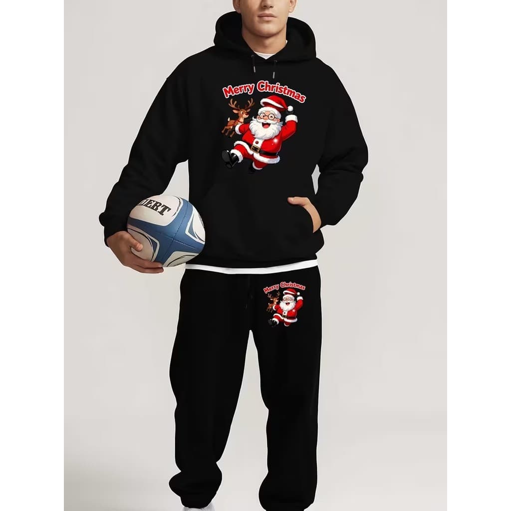 Conjunto Moletom Canguru Masculino Noel E Rena Blusa De Frio + Calça Moletom Estampados Unissex Outono/Inverno