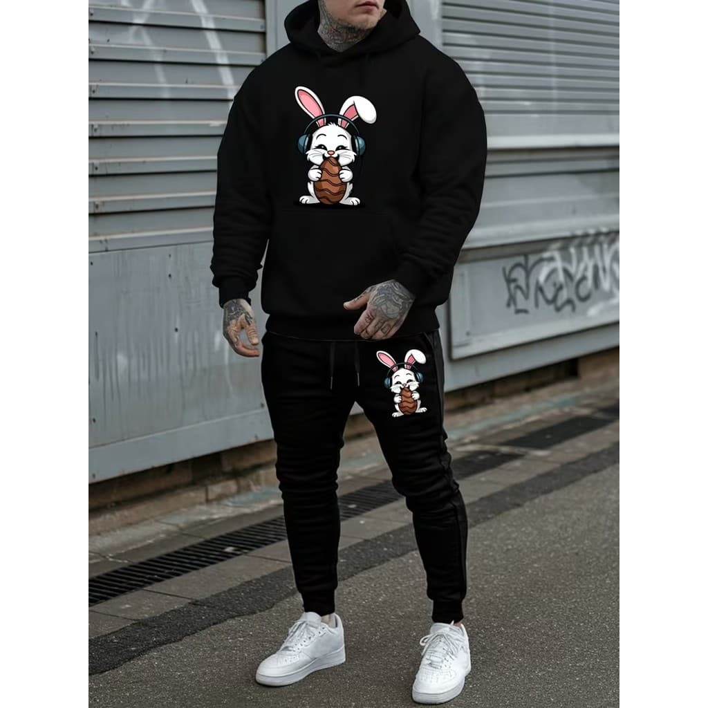 Conjunto Moletom Canguru Masculino Ovo De Chocolate Blusa De Frio + Calça Moletom Estampados Unissex Outono/Inverno