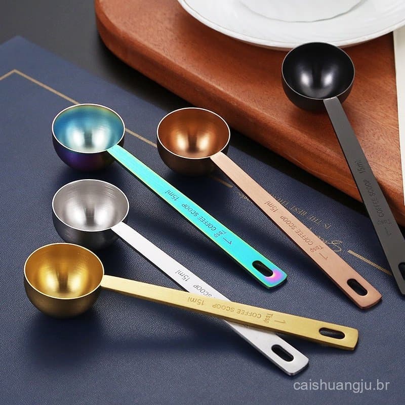 Colher medidora de 15/30ml, aço inoxidável 304, usada para leite em pó, grãos de café, especiarias, utensílios de cozinh