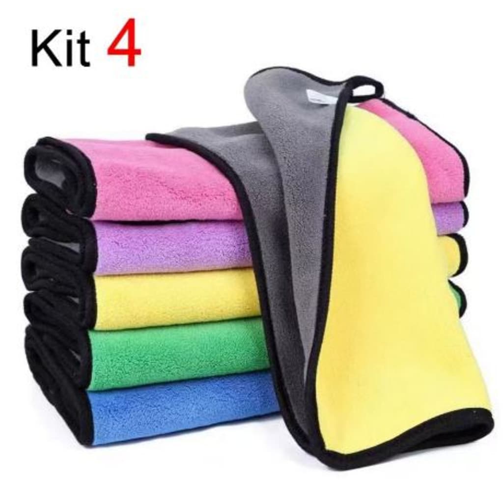 kit 4 Toalha Pano De Microfibra Lavagem polimento De Carro Uso Geral limpeza 30*40 cm