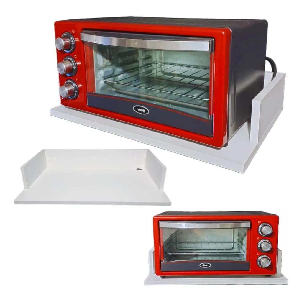 Prateleira Suporte Microondas MDF 50x35 Branco Parede Nicho Air Fryer Forno 20kg Resistente