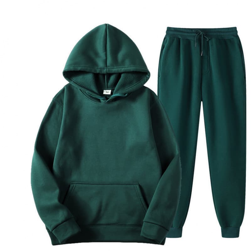 2025 Nova Tendência de Marca, Moletom Casual com Capuz de Cor Sólida, Moletom Masculino Liso com Forro de Lã, Conjunto d