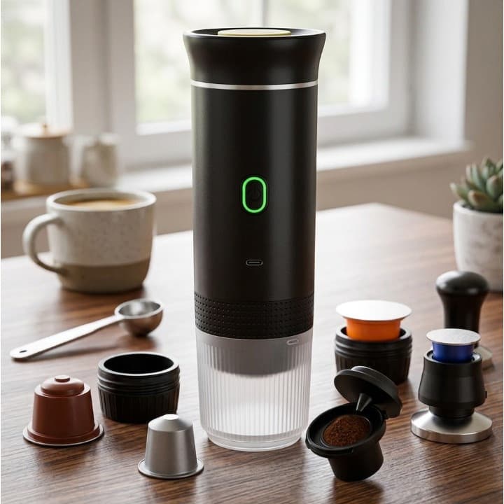 Mini Cafeteira Elétrica Portátil 3 em 1 Expresso para Viagens e Carro karinamini 