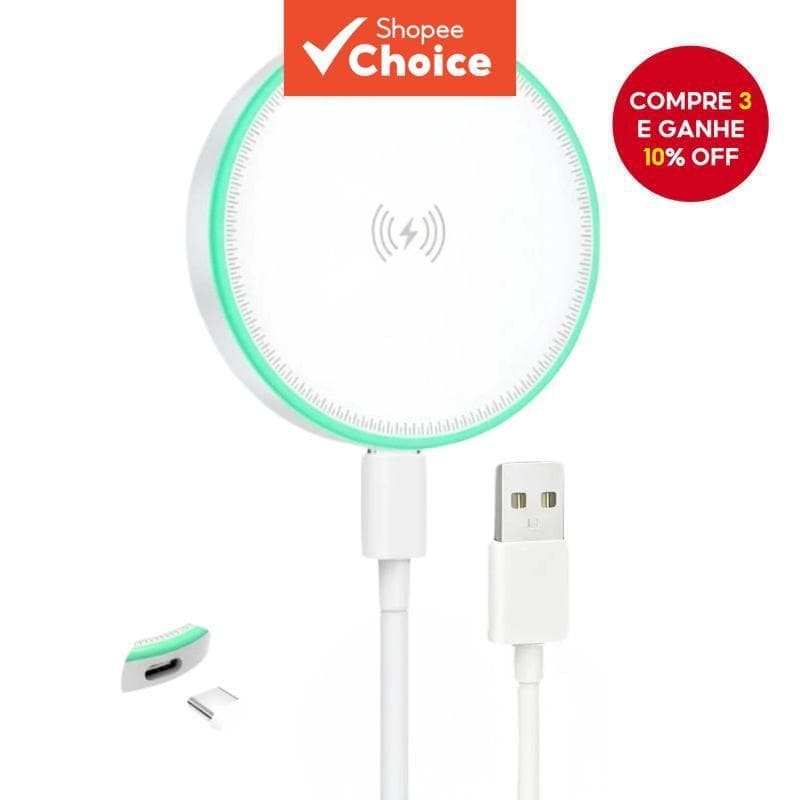  Carregador Magnético 15W Rápido - Carregador Sem Fio Magnético Compatível com iPhone 17/16/15/14/13/12 Series & AirPods