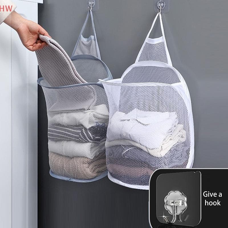 Cesto De Roupa Suja Dobrável , Organizador De Roupas Sujas , Saco De Malha Doméstico , Fixado Na Parede , Banheiro , Ces