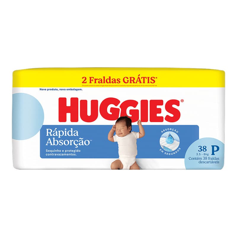 Fralda Huggies Rápida Absorção P - 38 / M - 36 Fraldas