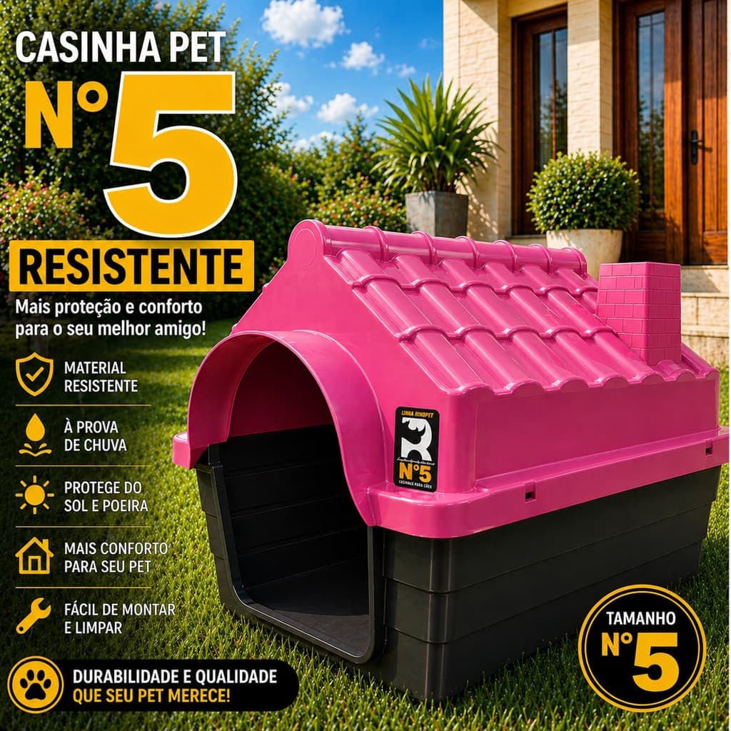 Casinha para Cachorro n5 casa Plástica Desmontável e Lavável Pet