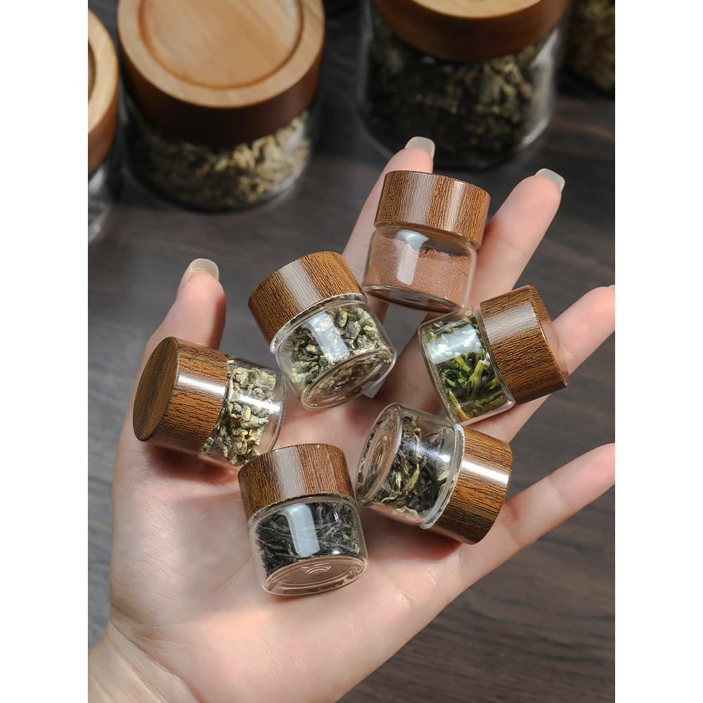 Jarra selada para chá, vidro de qualidade alimentar, café em pó, Mini jarra de armazenamento de grãos de café, Sub-engar