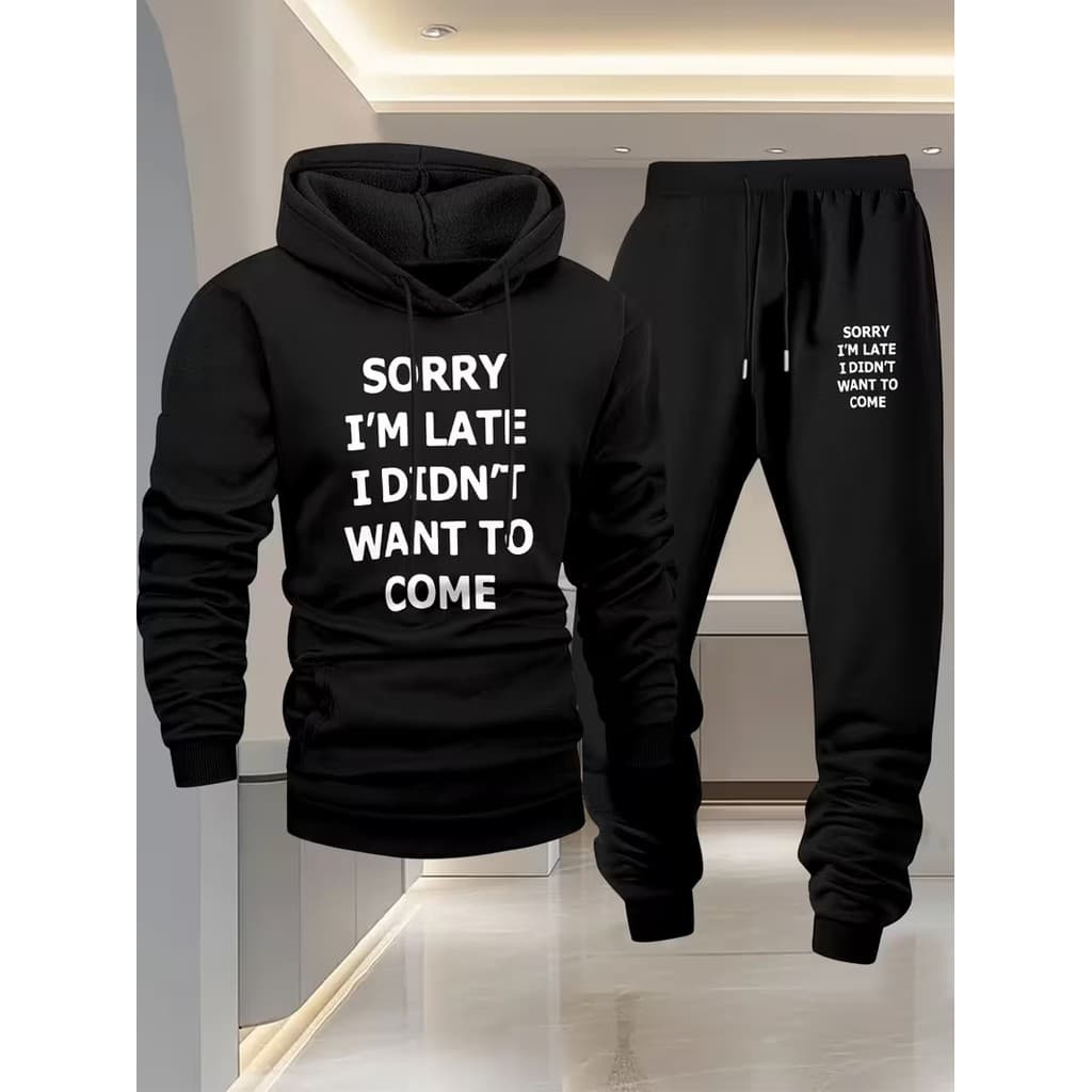 Conjunto Moletom Canguru Masculino Sorry Blusa De Frio + Calça Moletom Estampados Unissex Outono/Inverno