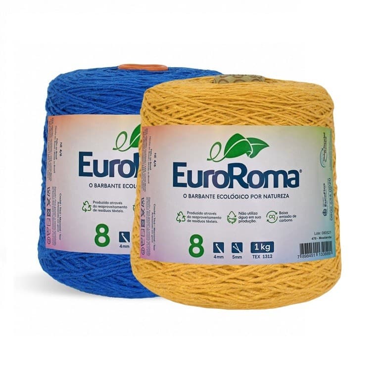 Barbante Colorido EuroRoma 8 fios - 1 kilo - 762 Metros