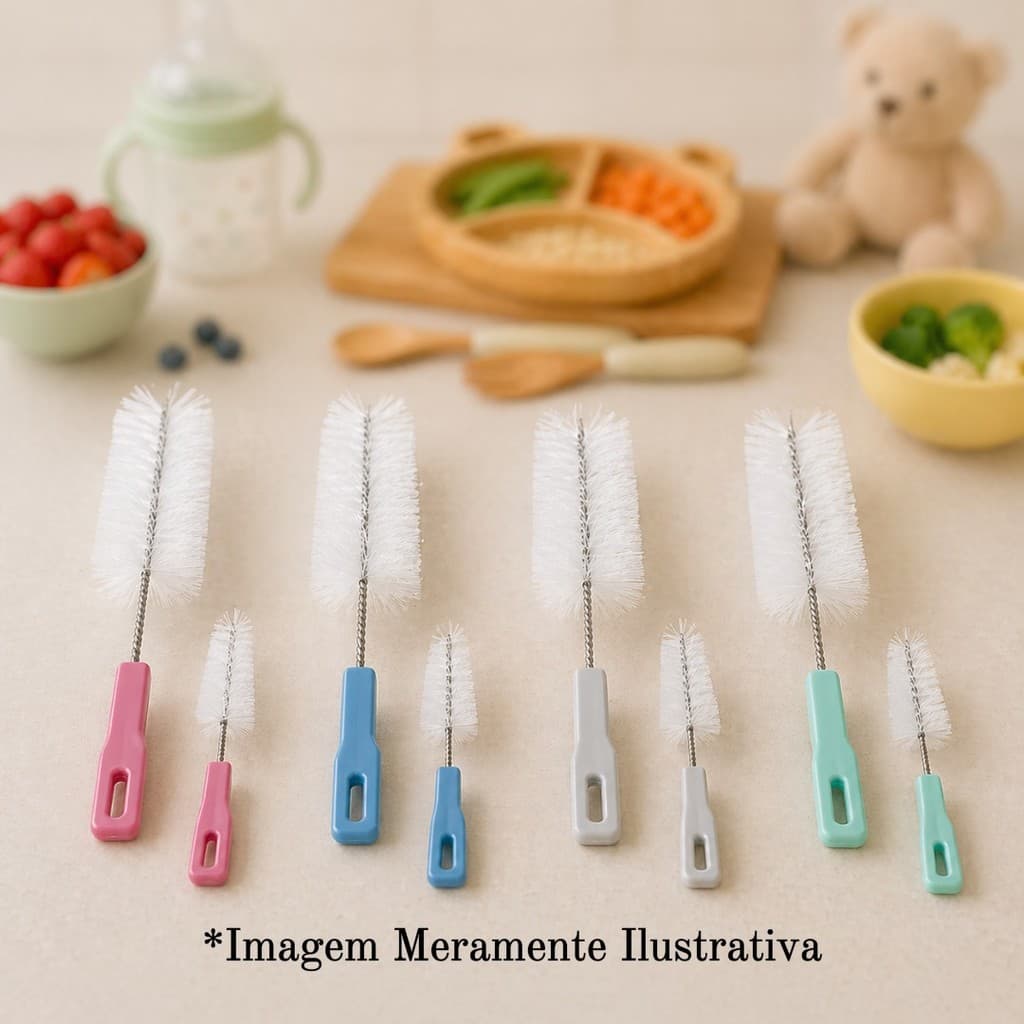 Kit Escova Lully Bebê Para Mamadeira 2 Peças