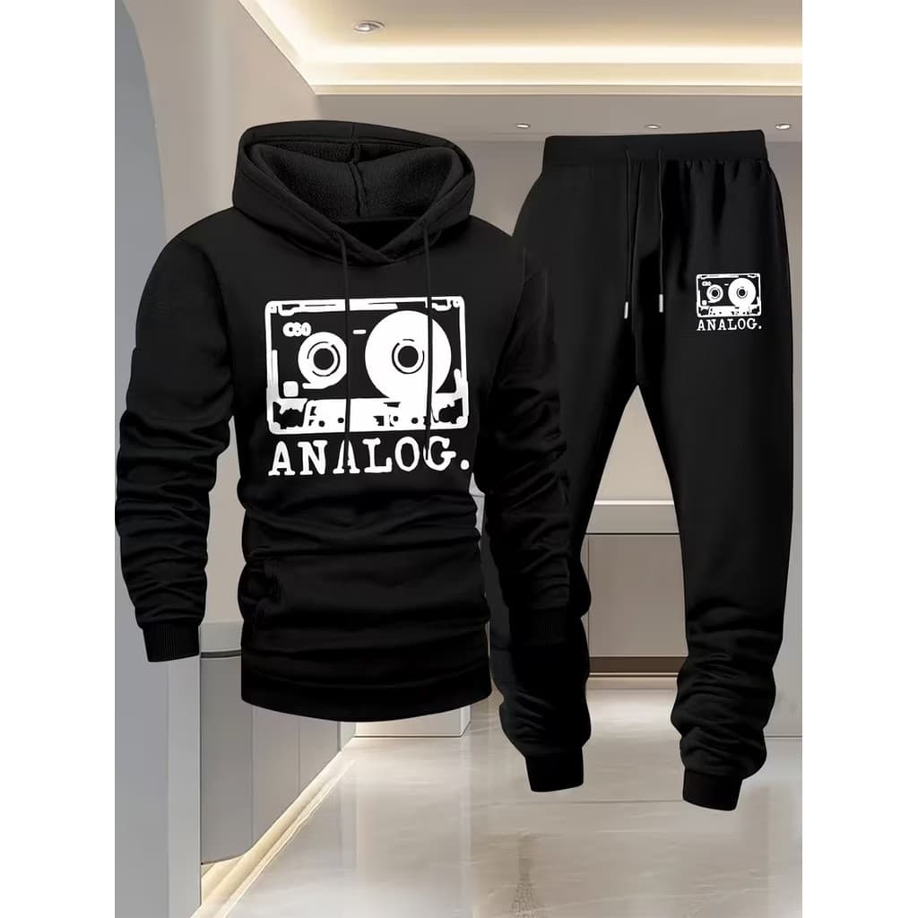 Conjunto Moletom Canguru Masculino Analog Blusa De Frio + Calça Moletom Estampados Unissex Outono/Inverno