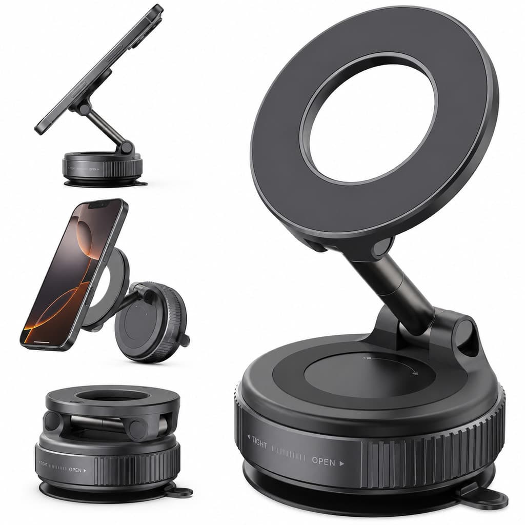 Suporte Magnético para Celular no Carro com Ventosa a Vácuo 360° Forte Antiqueda