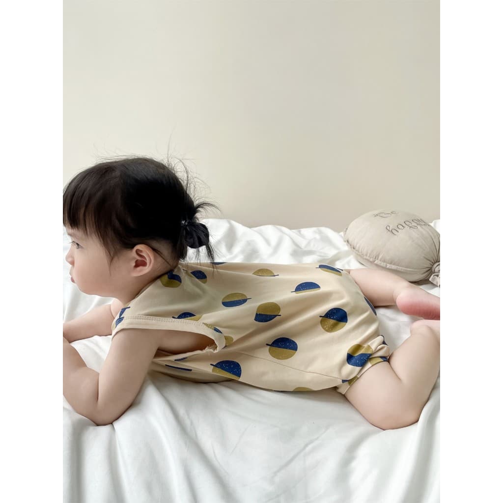 Ins roupas de bebê verão bebê menino puro algodão fino macacão bebê menina bonito Super bonito sem mangas macacão