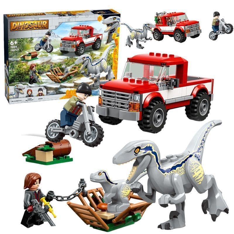 Lego blocos de construção dinossauro série mundo captura Velociraptor tiranossauro Rex perseguição crianças montar brinq