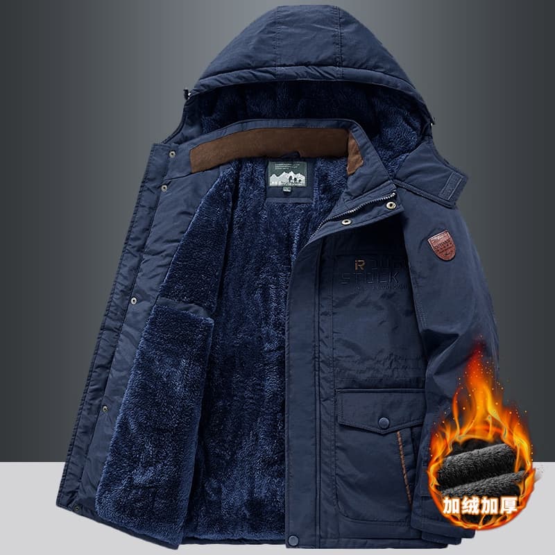 Jaqueta acolchoada de inverno masculina forro de lã grosso acolchoado jaqueta jaqueta quente acolchoada ao ar livre Mult