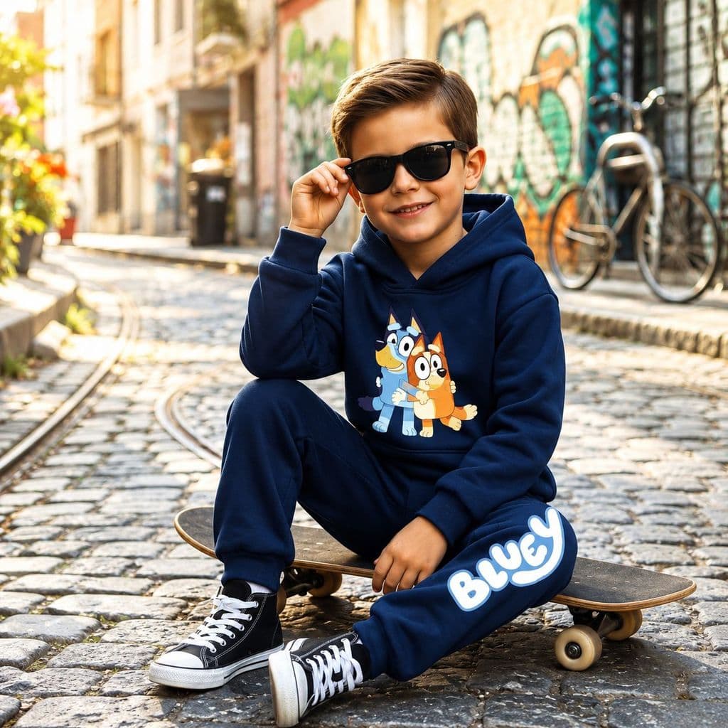 Conjunto Infantil Moletom Menino Bluey e Bingo Fofo Tamanho 2 ao 14