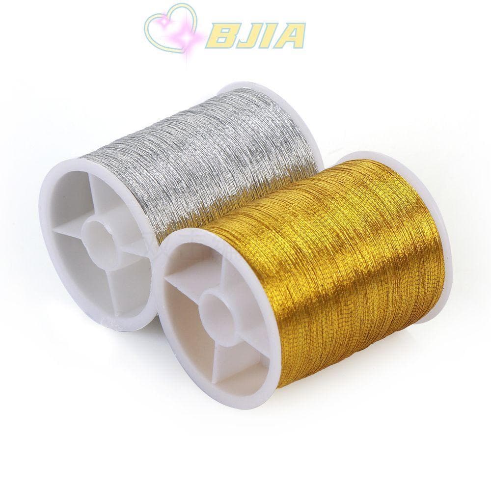 100 Metros De Fio Metalizado Dourado E Prata - Linha Para Bordar, Ponto Cruz E Costura Artesanal