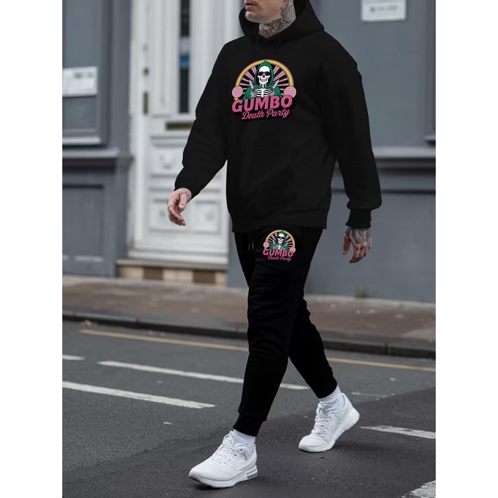 Conjunto Moletom Canguru  Masculino Gumbo Blusa De Frio + Calça Moletom Estampados Unissex Outono/Inverno