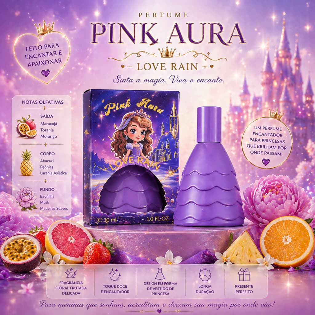 Perfume Feminino Importado Doce Floral Baunilha Longa Duração Fragrância Delicada 30ml Lové Rain Infantill