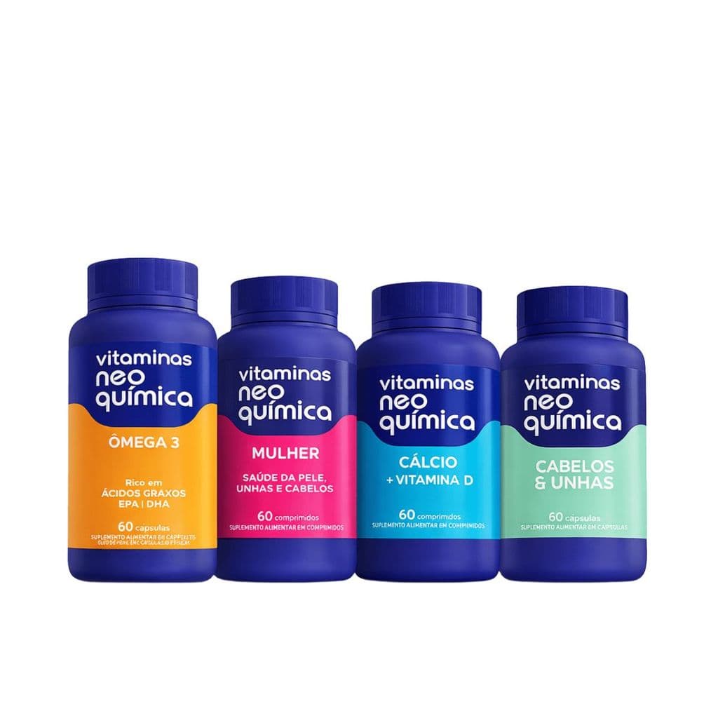 Kit Vitaminas Neo Química Mulher Ômega 3 Cálcio Cabelos