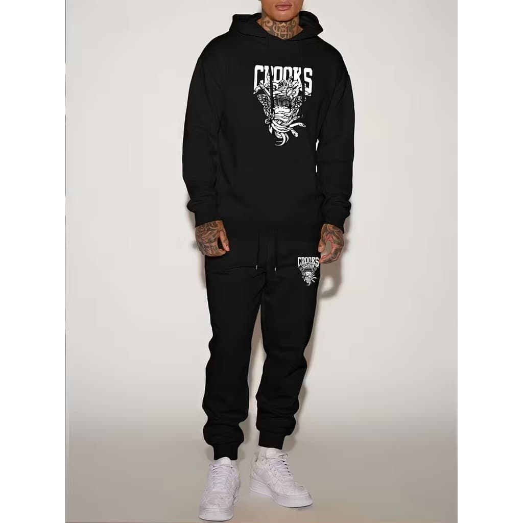 Conjunto Moletom Canguru Masculino Croks Blusa De Frio + Calça Moletom Estampados Unissex Outono/Inverno