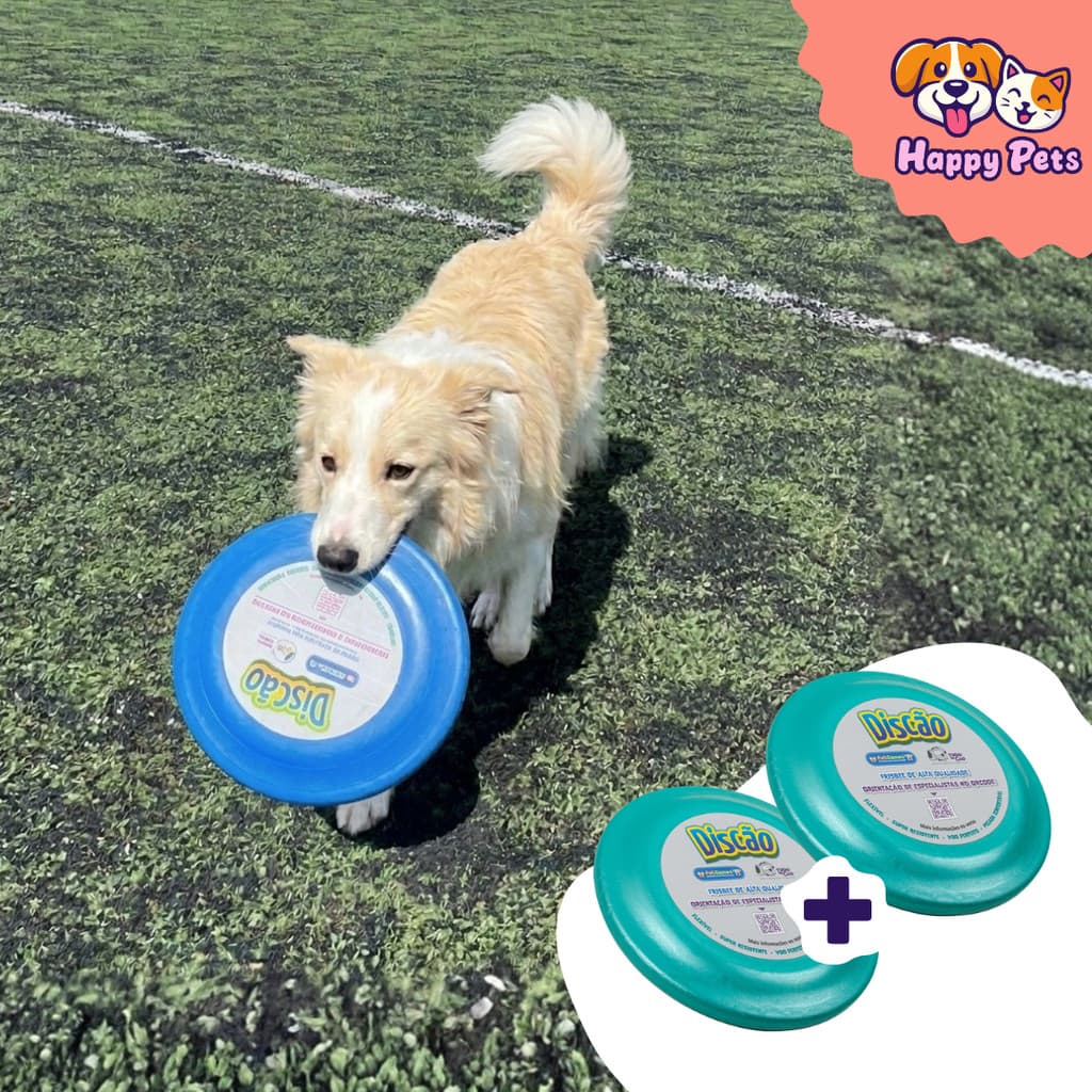 Kit 2 Frisbee Da Pet Games Discão Brinquedo Para Cão Flexível Divertido E Super Resistente Cachorro