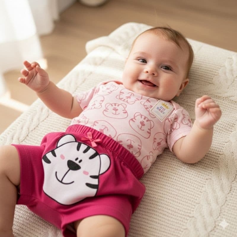 Conjunto Bebê menina Body e Short veste RN 0 até 6 Meses Roupa de Bebê Menina Confortável enxoval