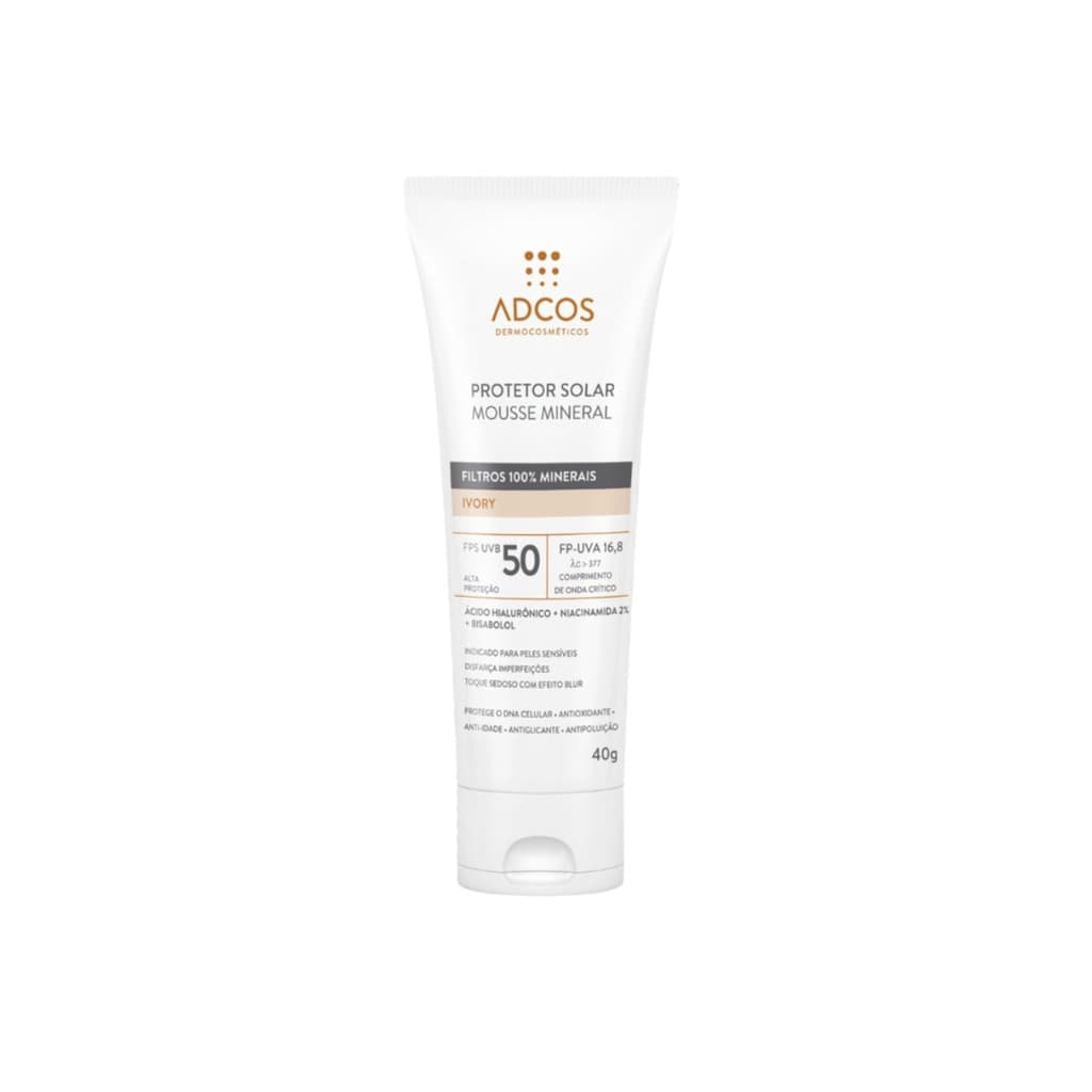 Protetor Solar Facial Mousse Mineral ADCOS Beige fps50 - 40G