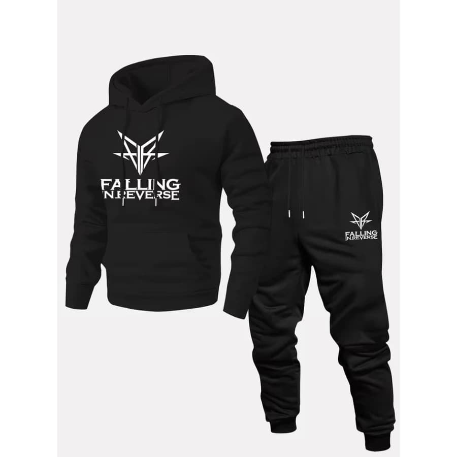 Conjunto Moletom Canguru Masculino Falling Blusa De Frio + Calça Moletom Estampados Unissex Outono/Inverno