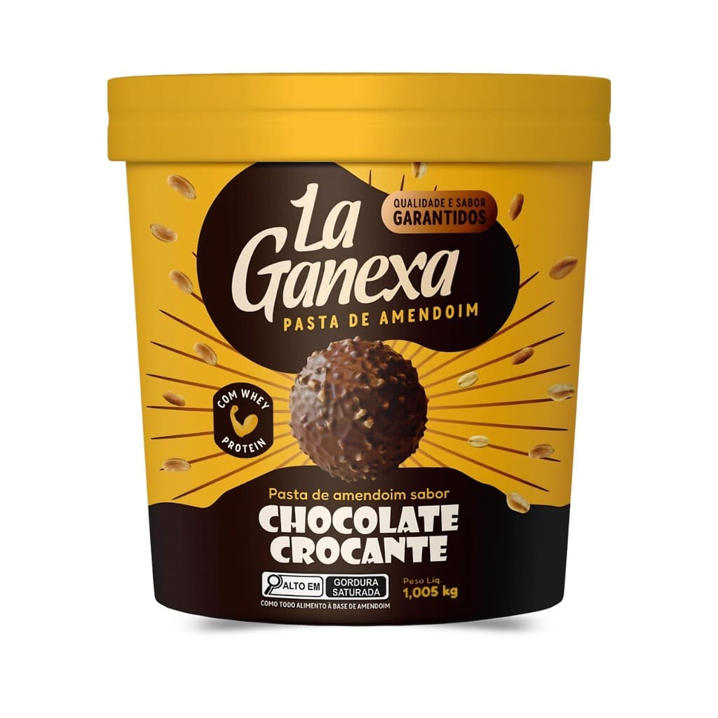 Pasta de Amendoim Chocolate Crocante Com Whey Protein  1Kg La Ganexa