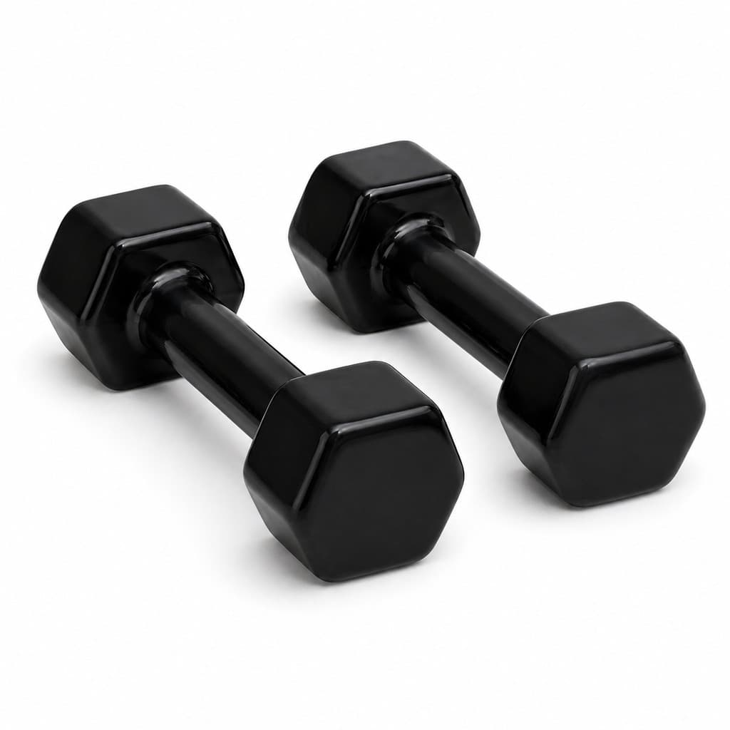 Par Halter Ferro Sextavado Emborrachado 5kg Academia Treino