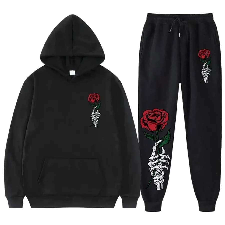 Conjunto Moletom Canguru Masculino Rosa Blusa De Frio + Calça Moletom Estampados Unissex Outono/Inverno